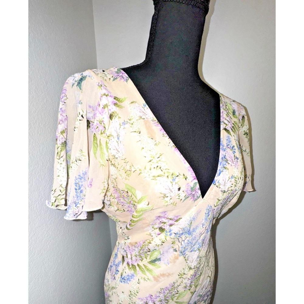 VICI "Best Dressed" Ruffle Sleeve‎ Maxi Dress Floral Open Back Size Large - Picture 3 of 8